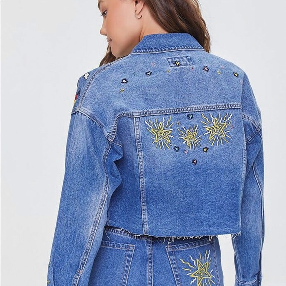 Embroidered cropped denim jacket, brand new. - Picture 11 of 11